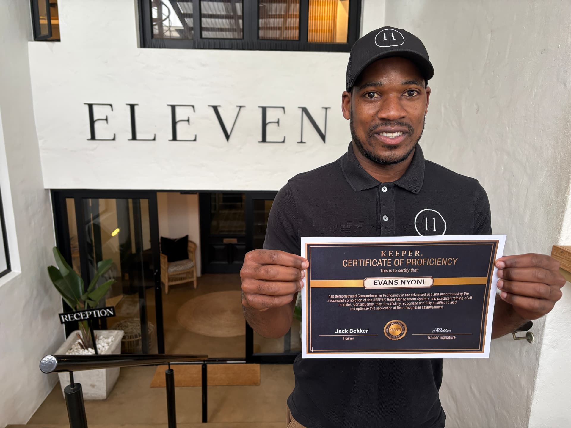 Evans Nyoni with his HouseProud certificate of proficiency